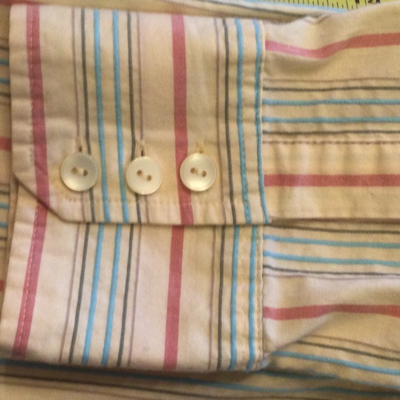 Talbots Button Down Long Sleeved Striped Stretch Blouse Size Medium - Picture 4 of 9